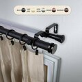 Kd Encimera 1 in. Cap Double Curtain Rod with 120 to 170 in. Extension, Black KD3721142